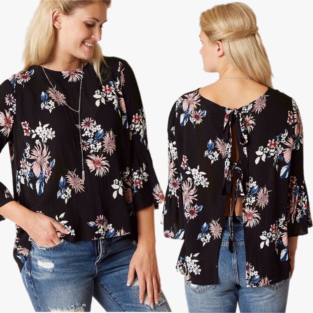 Daytrip Floral Boho Hippie Tie Back Top 10P